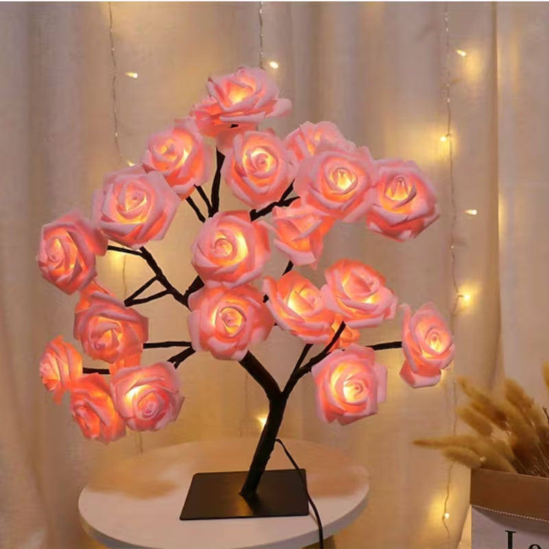 Lampe arbre à fleur - Rose